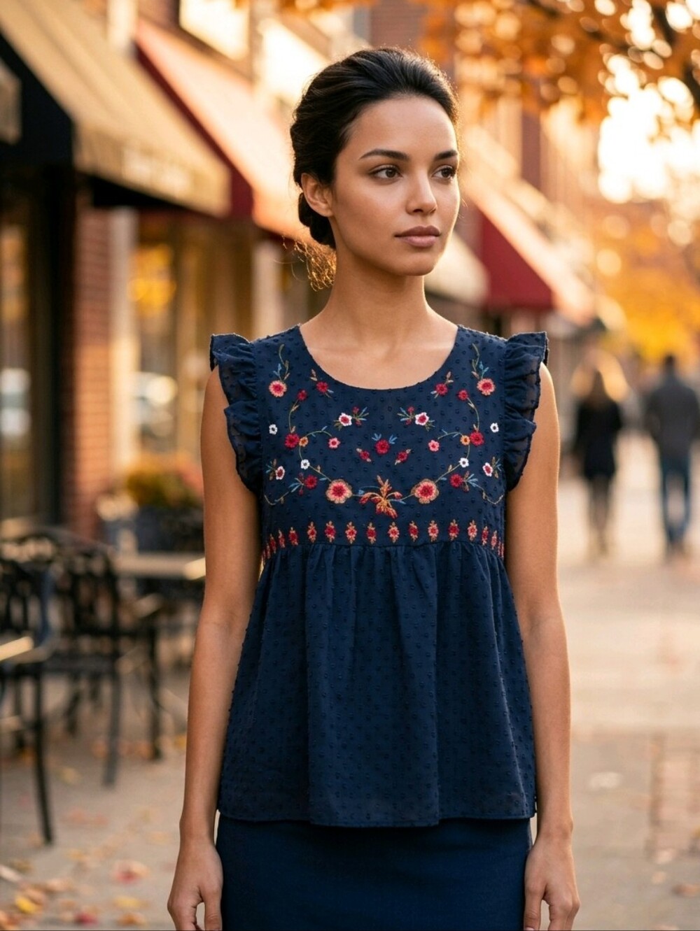 Alart'd State Floral Embroidered Babydoll Top